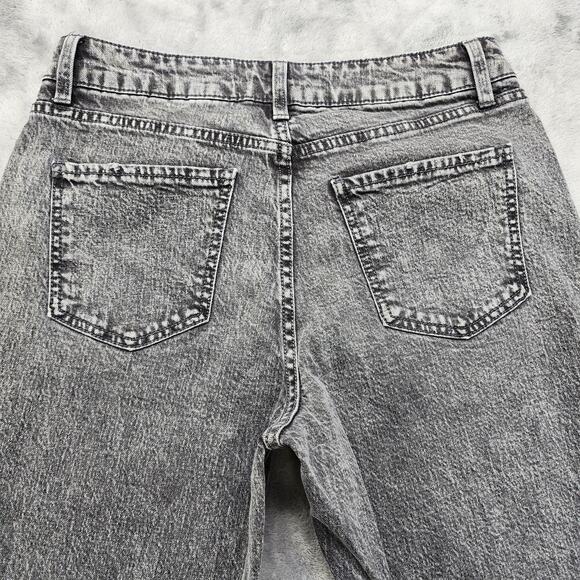 Time And Tru Jeans Womens 12 Black Gray High Rise Crop Straight Leg Stretch - Picture 4 of 13